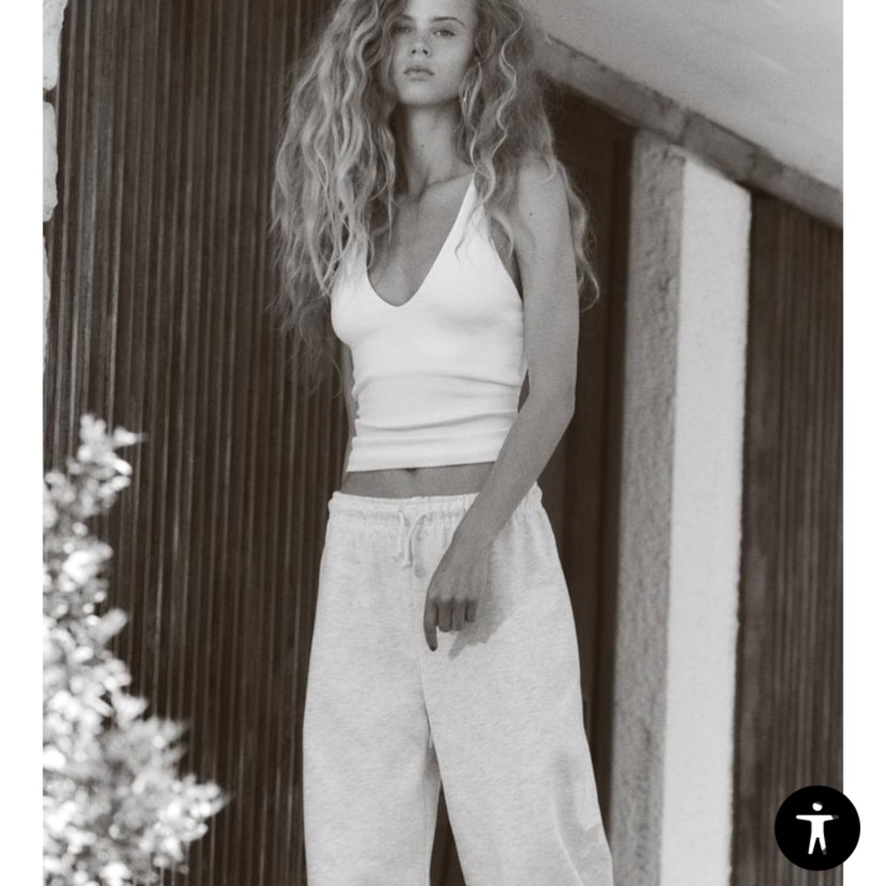 Zara halter neck top with v-neck. Open back with joined straps. Size small.